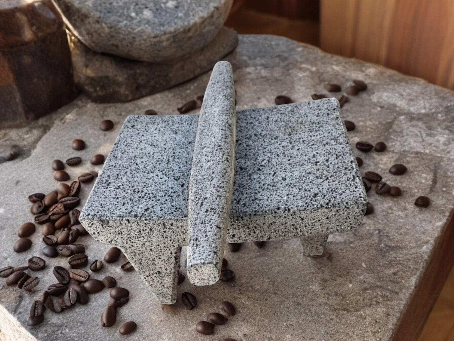 Metate de piedra volcánica 16 pulgadas