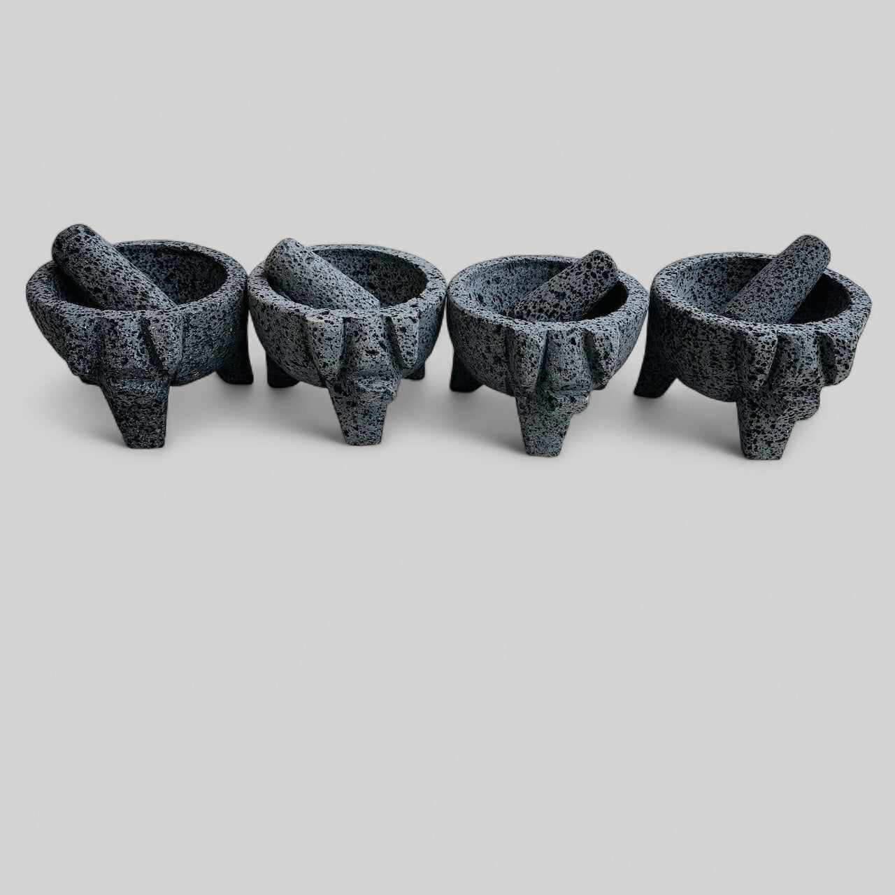 Kit - Molcajetes (10 cm de diámetro) 4 Pulgadas - Hechos Piedra Volcánica