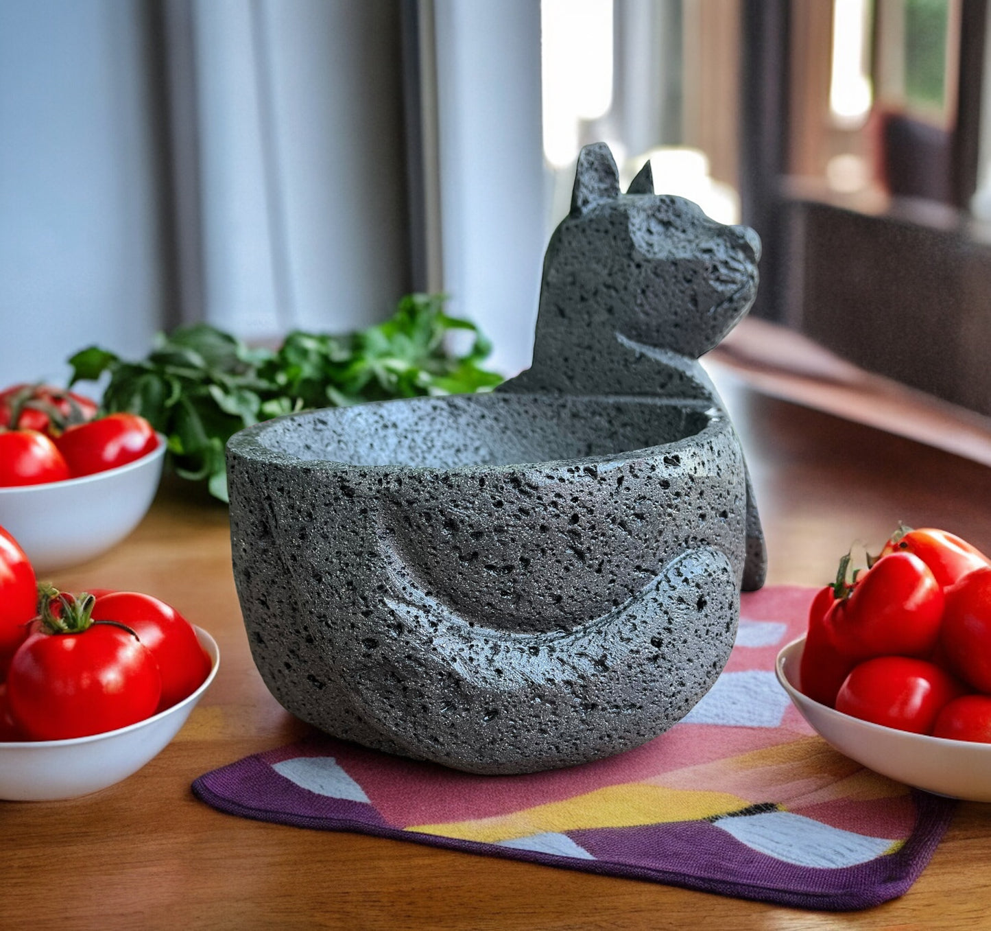 Molcajete de Gato - Hecho de piedra volcánica