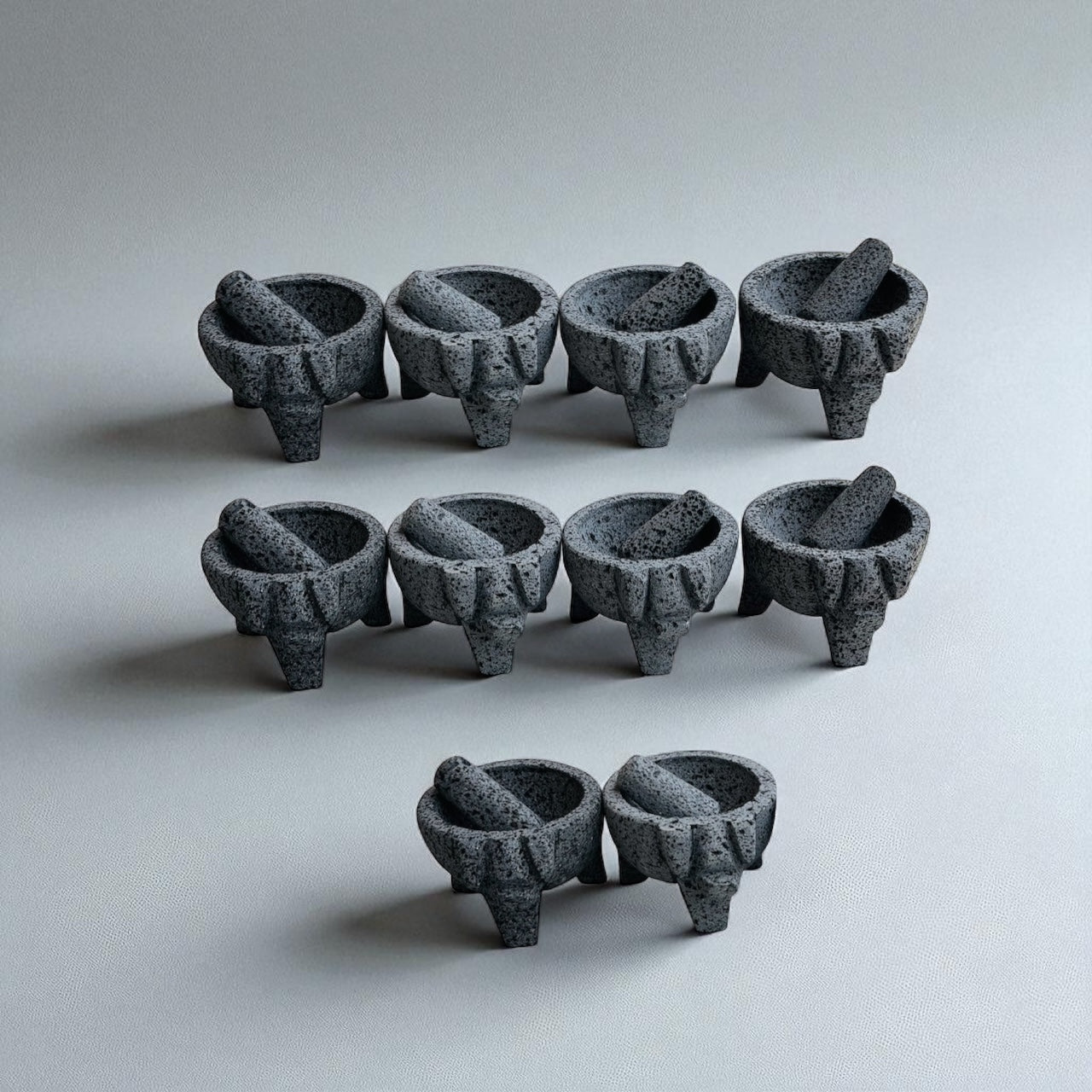 Kit - Molcajetes (10 cm de diámetro) 4 Pulgadas - Hechos Piedra Volcánica
