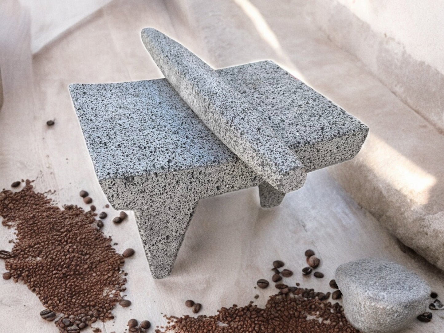 Metate de piedra volcánica 16 pulgadas