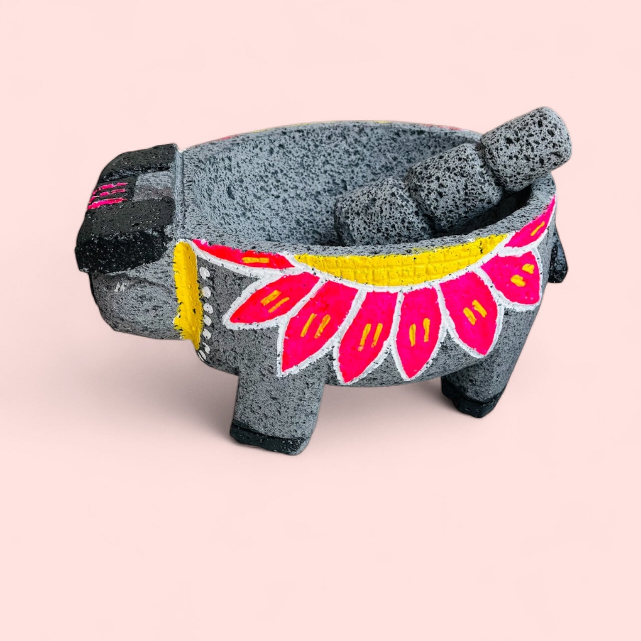 Molcajete de Marranita Pintada 🐷🌺 1.5 y 2 Litros