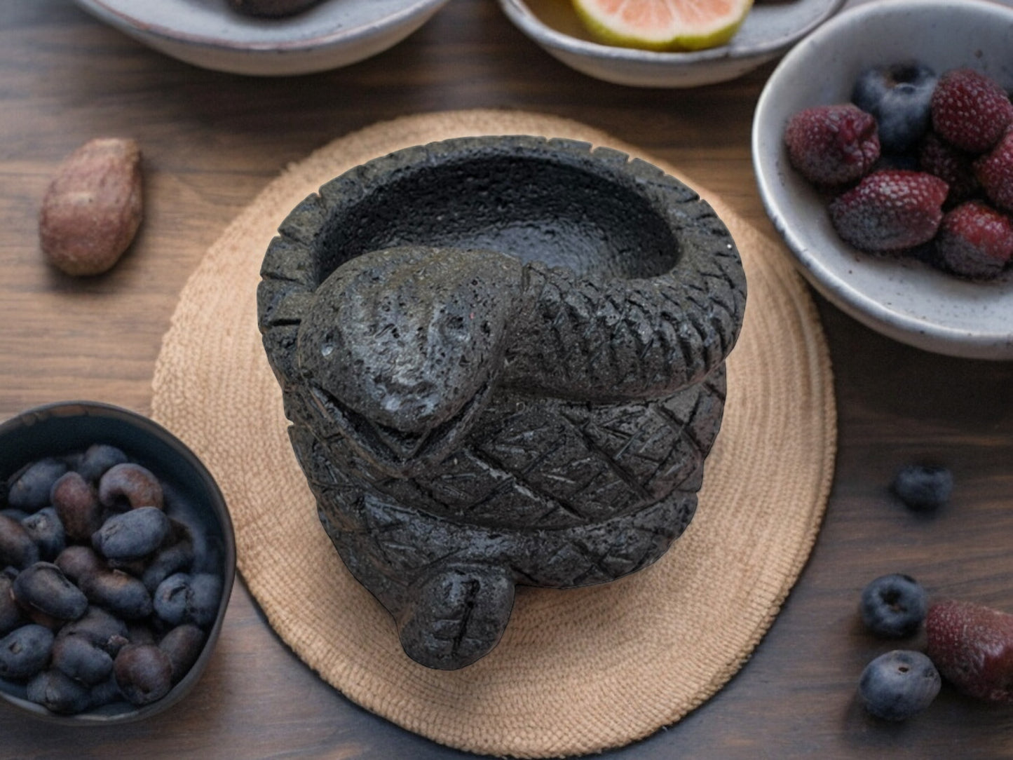 Molcajete con diseño de Víbora de Cascabel 🐍