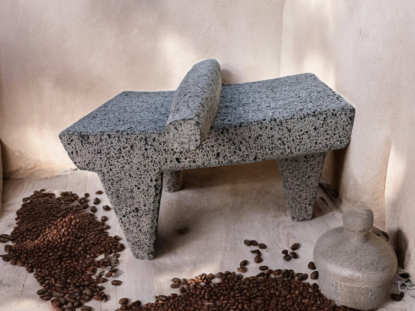 Metate de piedra volcánica 16 pulgadas