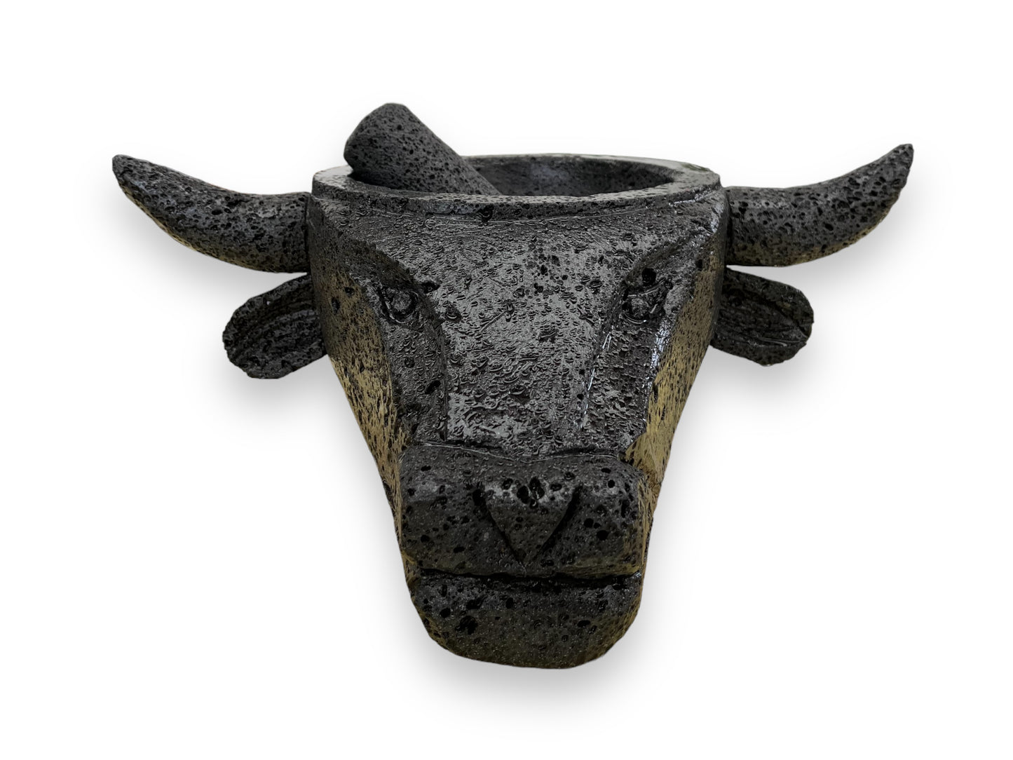 Molcajete con diseño de Cabeza de Toro