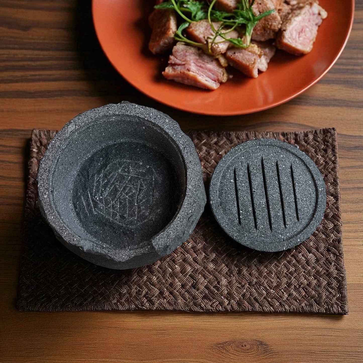 Asador de Piedra Volcánica con Comal
