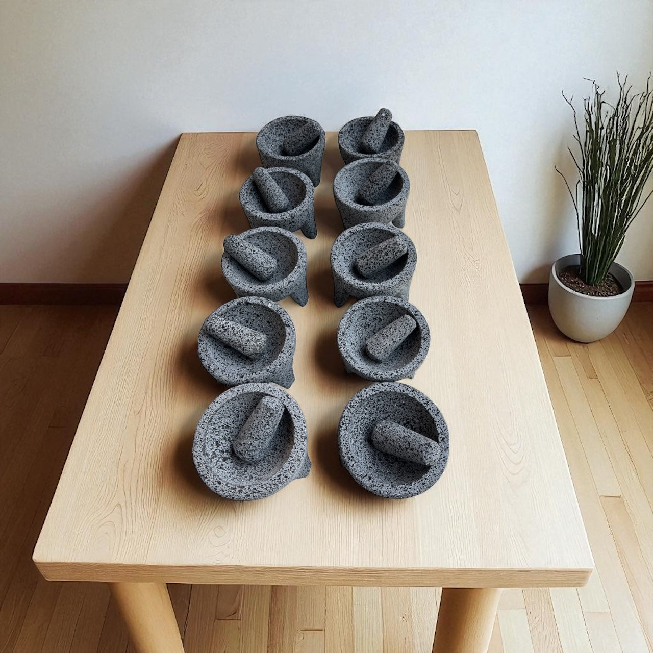 Kit - Molcajetes (13 cm de diámetro) 5 Pulgadas - Hechos de Piedra Volcánica