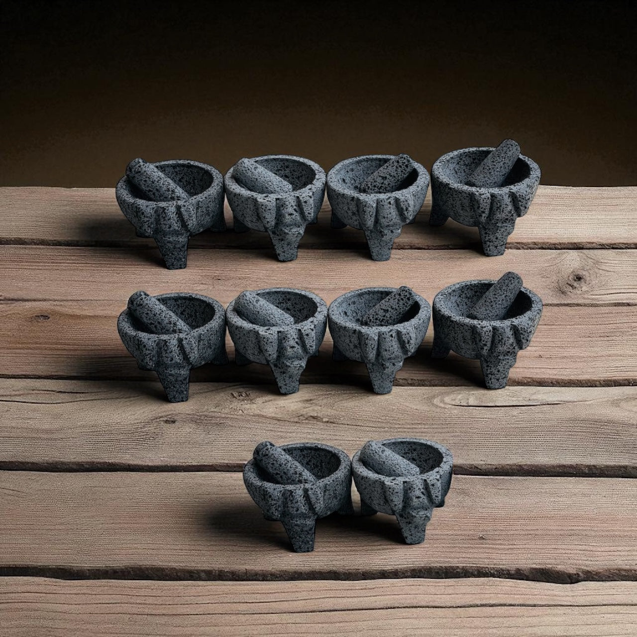 Kit - Molcajetes (13 cm de diámetro) 5 Pulgadas - Hechos de Piedra Volcánica