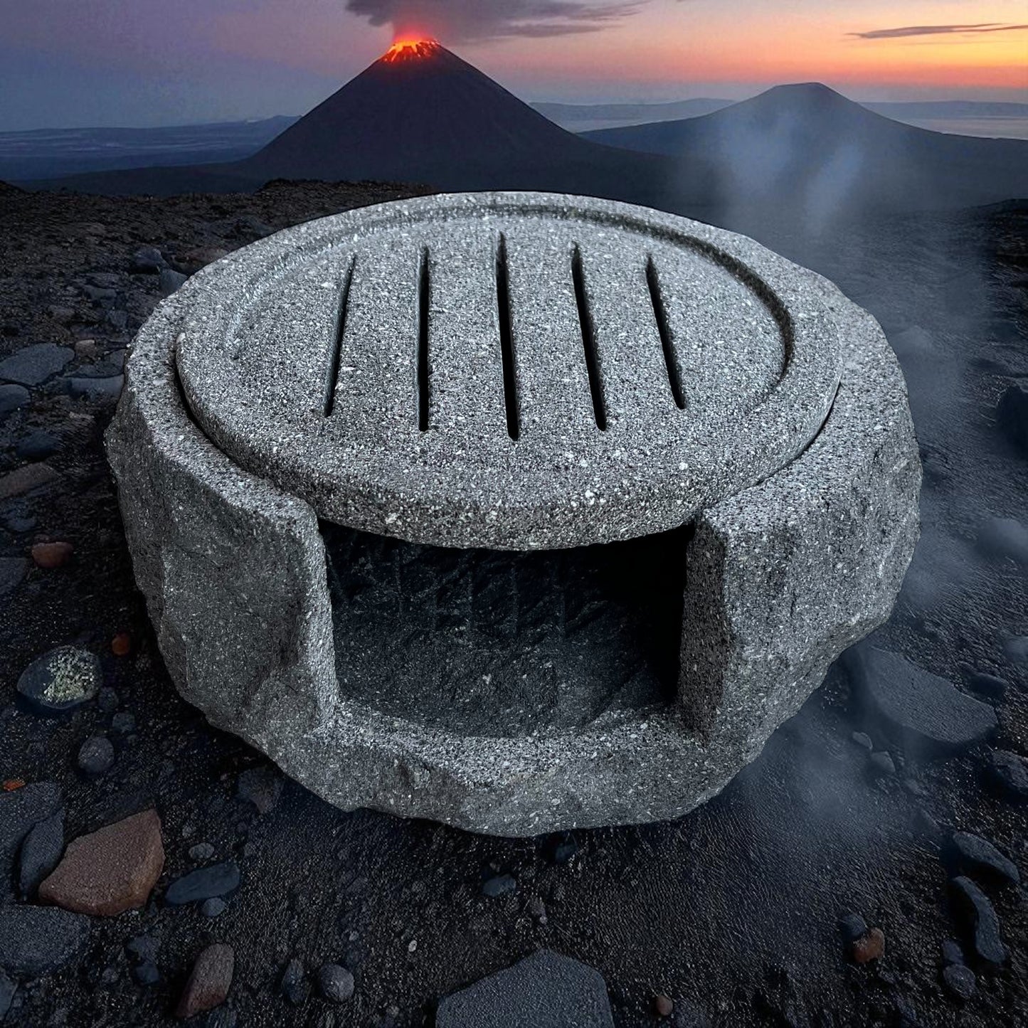 Asador de Piedra Volcánica con Comal