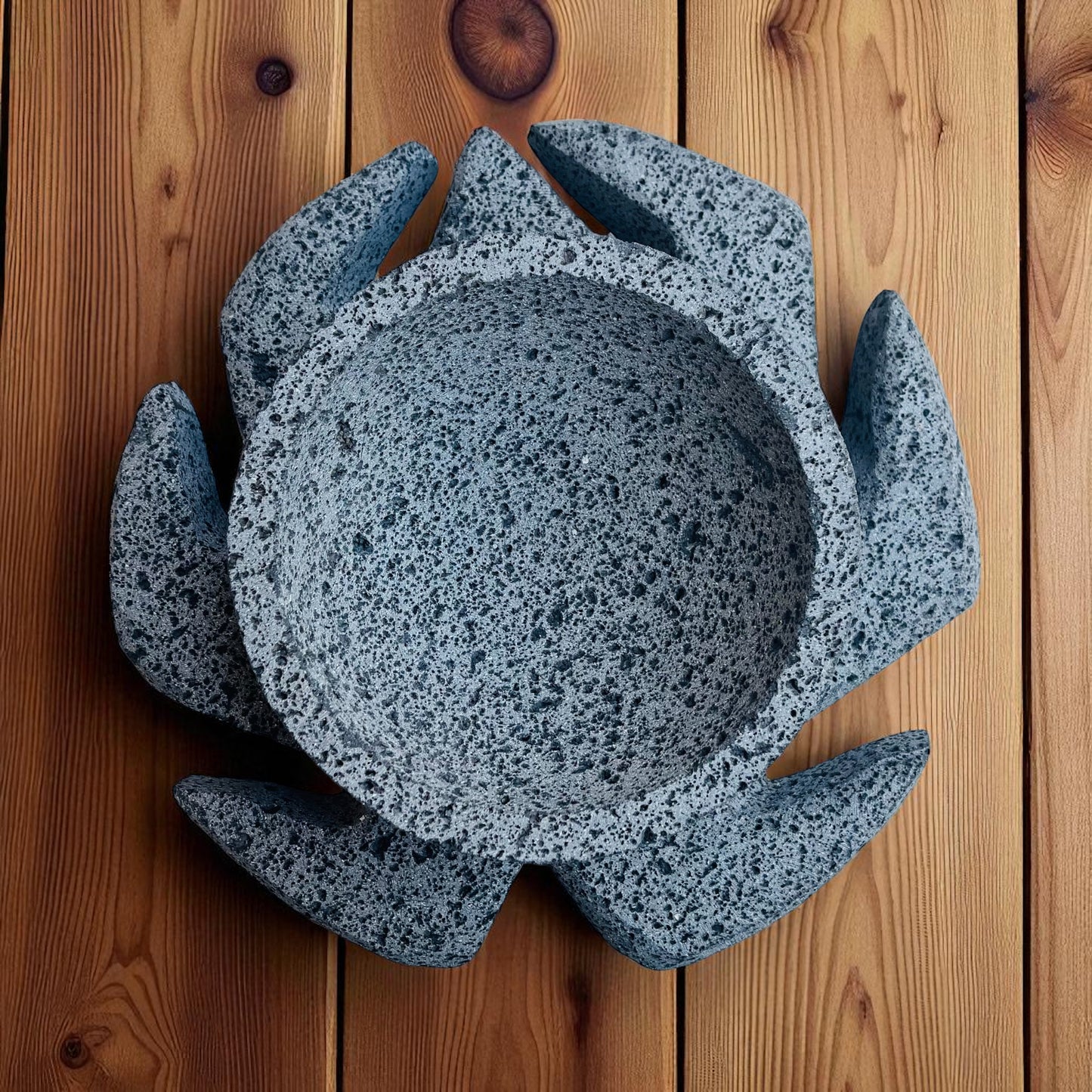 Molcajete de Pulpo Doble - Hecho en piedra volcánica