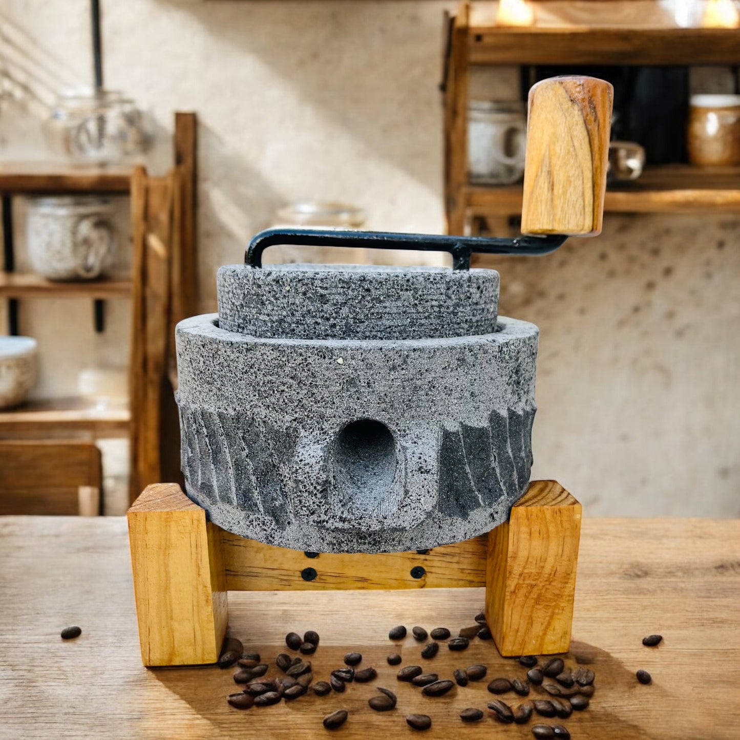 Molino Artesanal para Café - Hecho de Piedra Volcánica