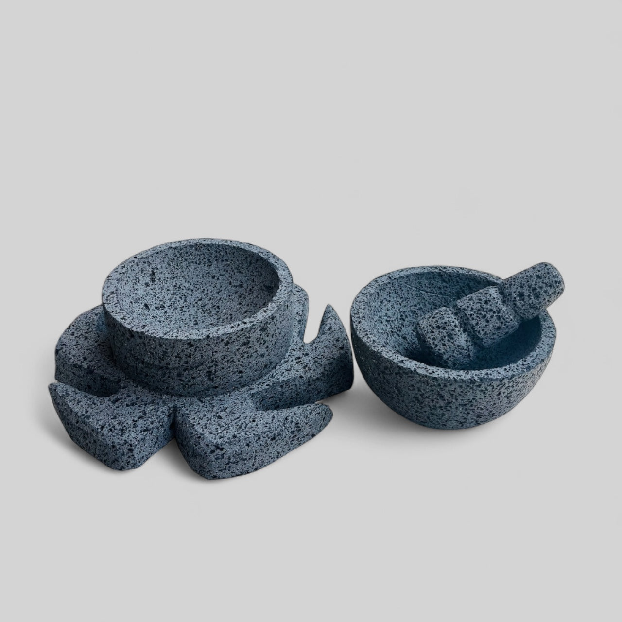Molcajete de Pulpo Doble - Hecho en piedra volcánica
