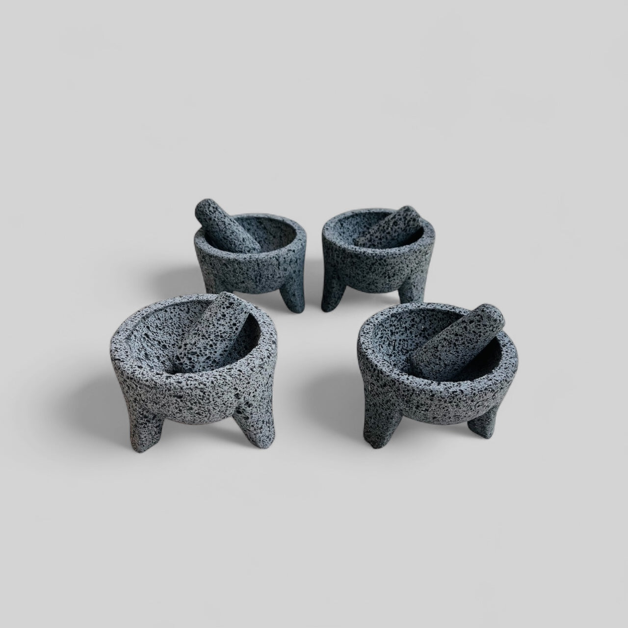 Kit - Molcajetes (10 cm de diámetro) 4 Pulgadas - Hechos Piedra Volcánica