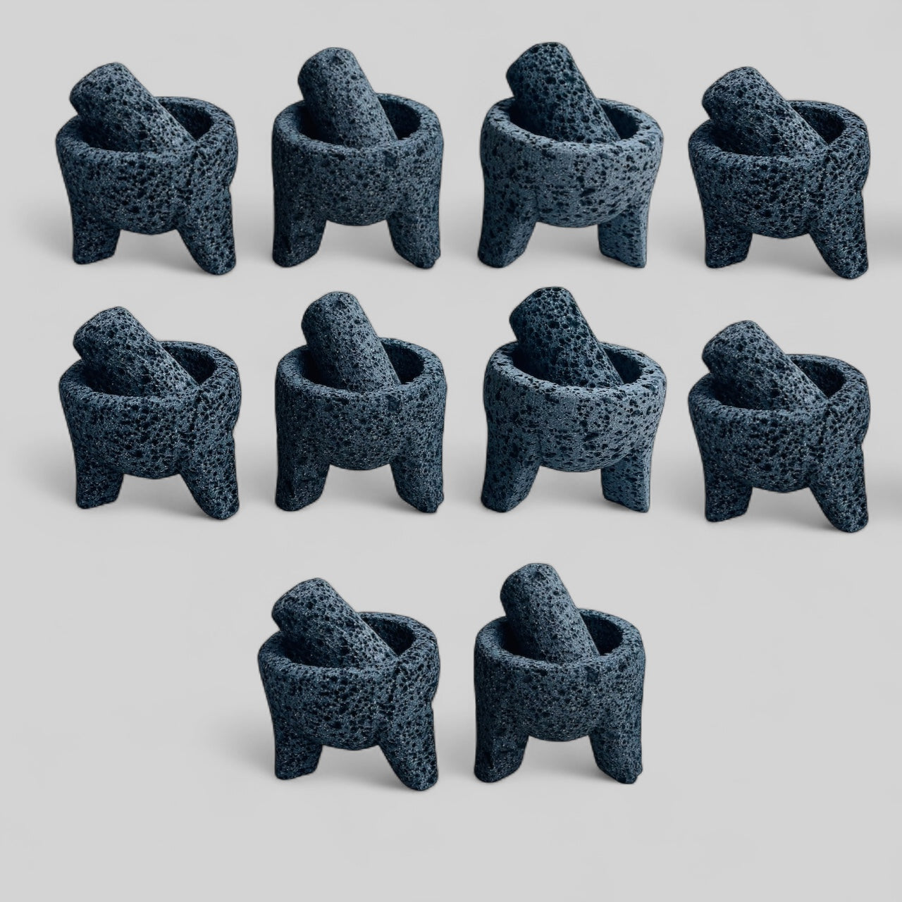Kit - Molcajetes Mini (7.5 cm de diámetro) 3 Pulgadas - Hechos de Piedra Volcánica