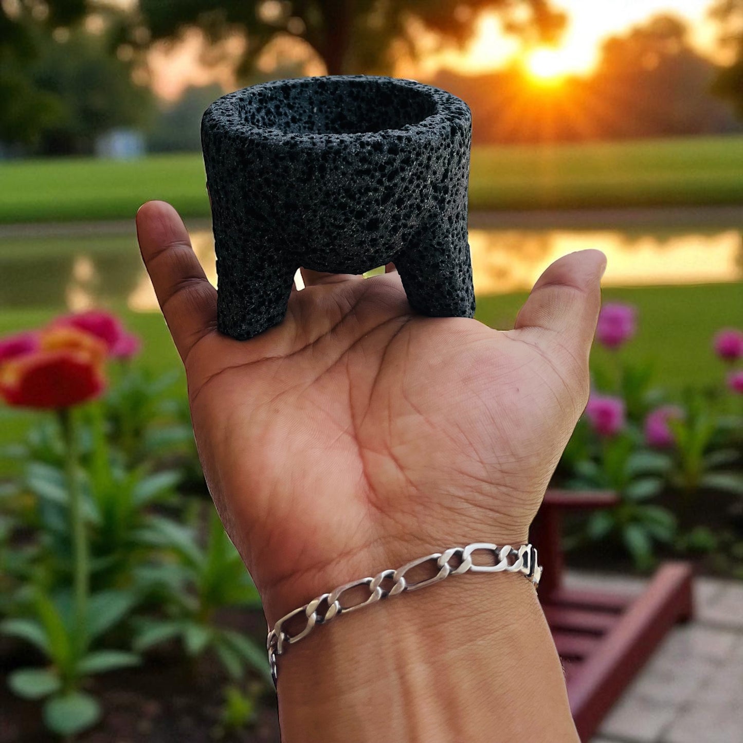 Kit - Molcajetes Mini (7.5 cm de diámetro) 3 Pulgadas - Hechos de Piedra Volcánica