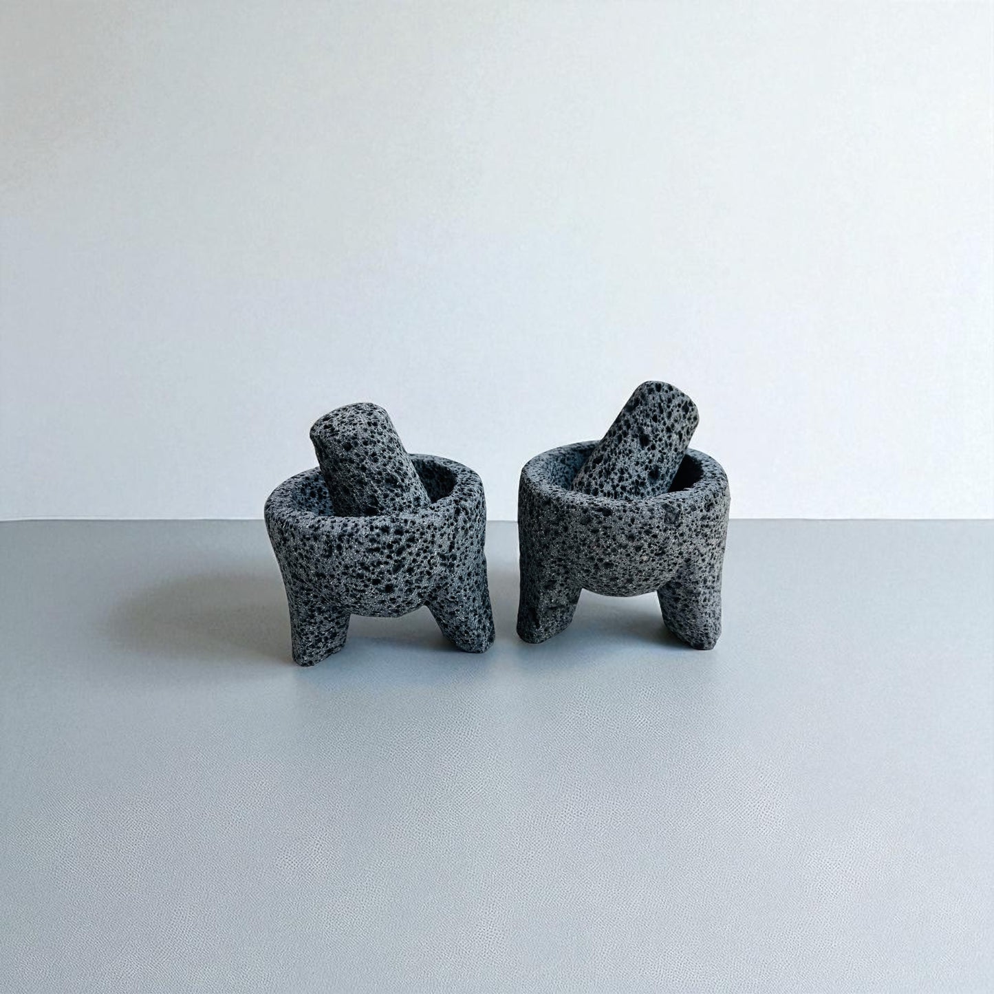 Kit - Molcajetes Mini (7.5 cm de diámetro) 3 Pulgadas - Hechos de Piedra Volcánica