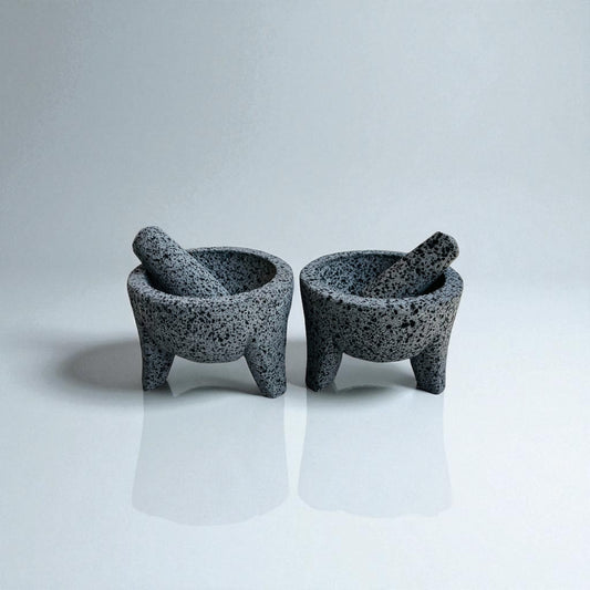 Kit - Molcajetes (13 cm de diámetro) 5 Pulgadas - Hechos de Piedra Volcánica