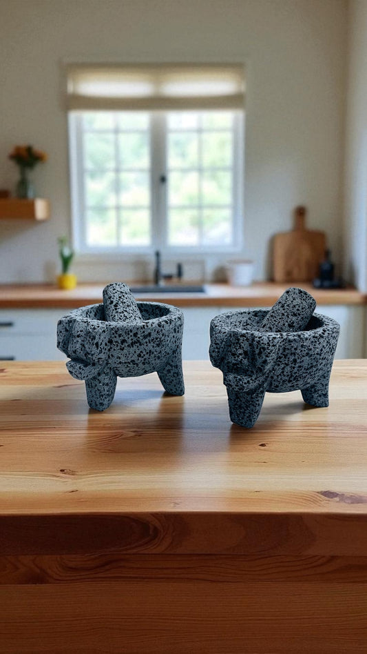 Kit - Molcajetes (10 cm de diámetro) 4 Pulgadas - Hechos Piedra Volcánica