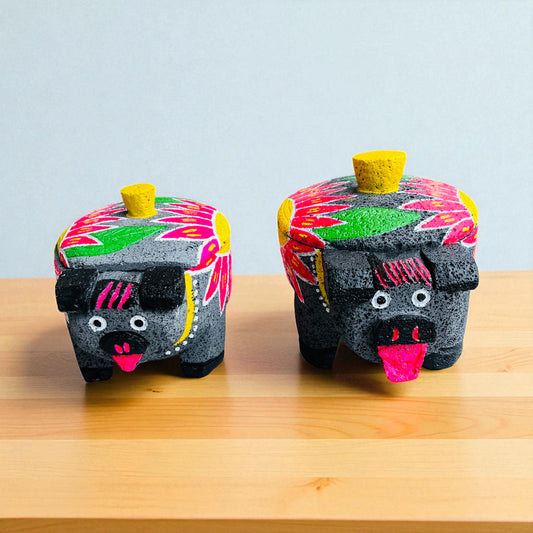 Molcajete de Marranita Pintada  🐷🌺 1.5 y 2 Litros