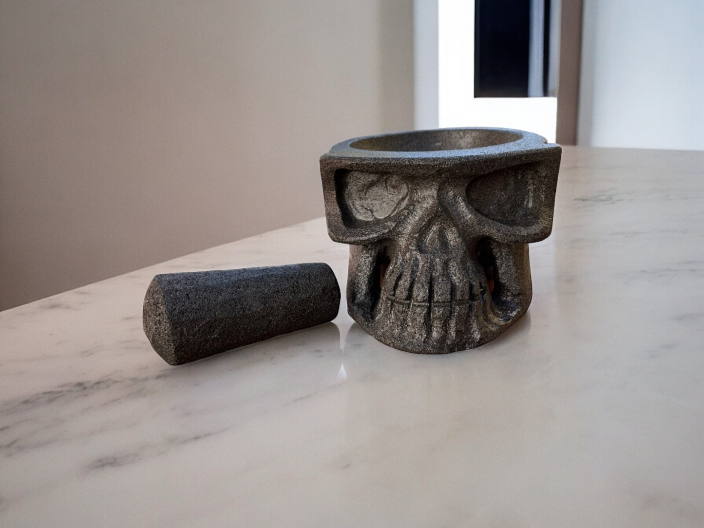 Molcajete con diseño de Cráneo - Piedra Recinto