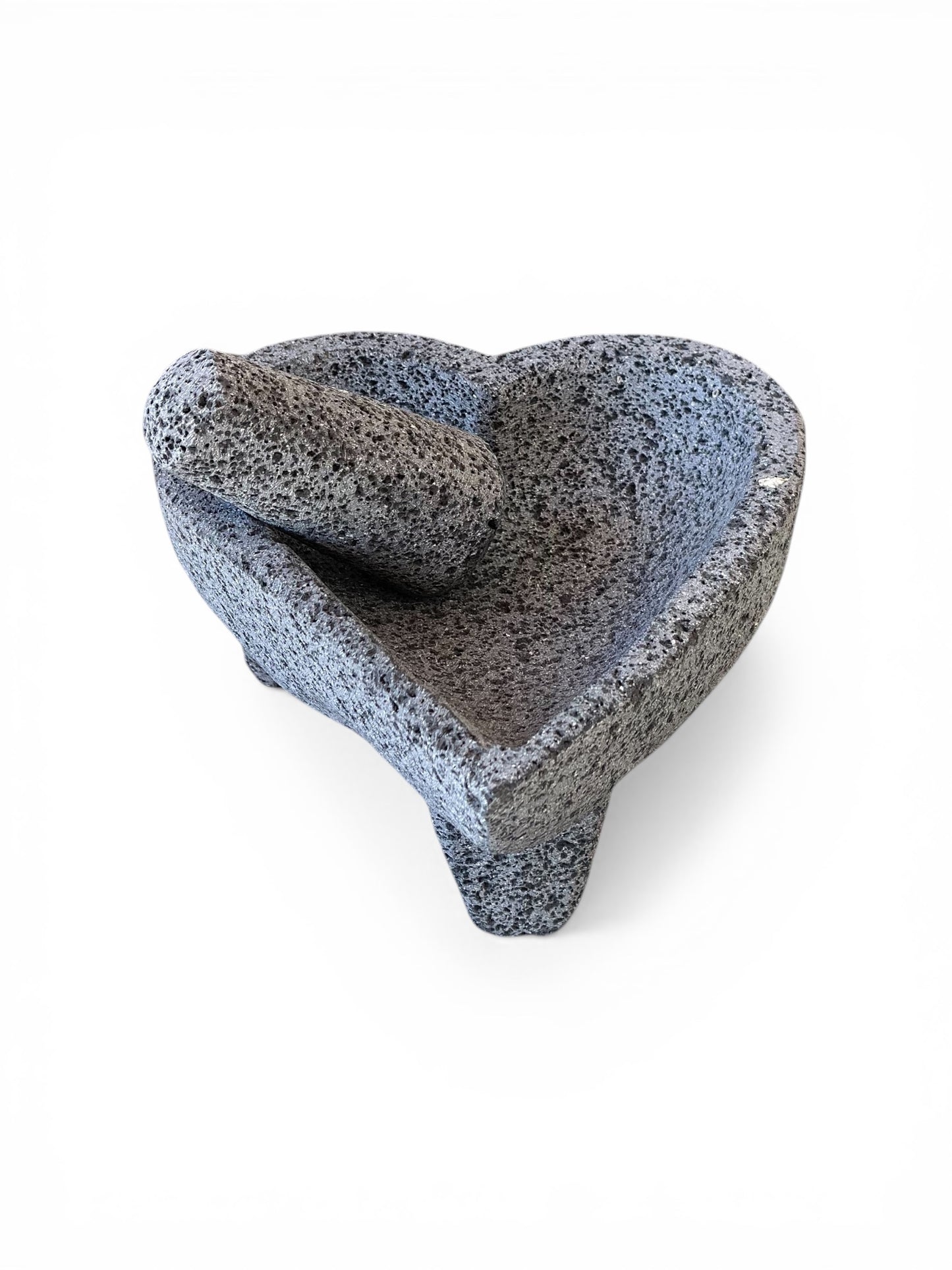Molcajete de Piedra Volcánica en Forma de Corazón