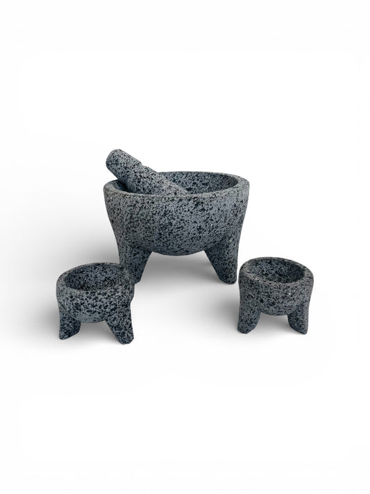 .5L Volcanic Stone Molcajete Kit with Two Mini Molcajetes
