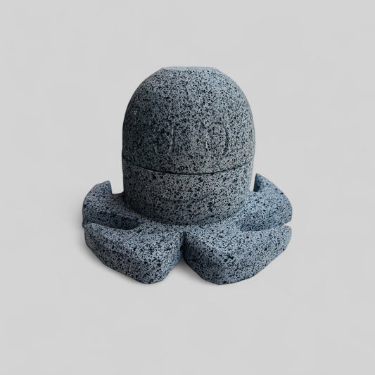 Molcajete de Pulpo Doble - Hecho en piedra volcánica