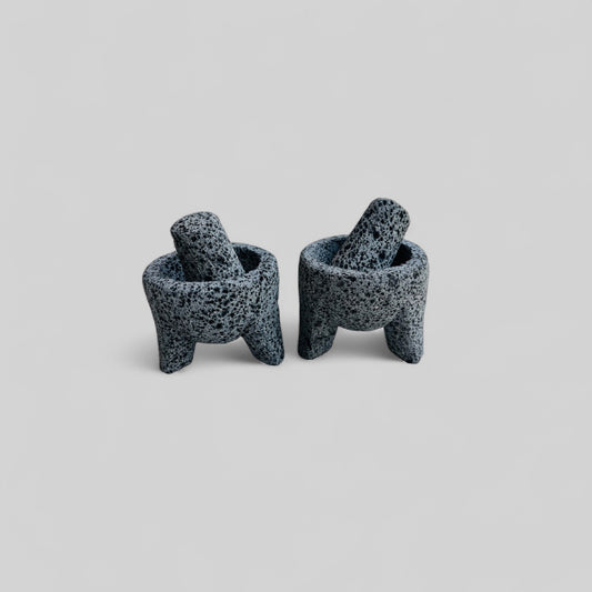 Kit - Molcajetes Mini (7.5 cm de diámetro)  3 Pulgadas - Hechos de Piedra Volcánica