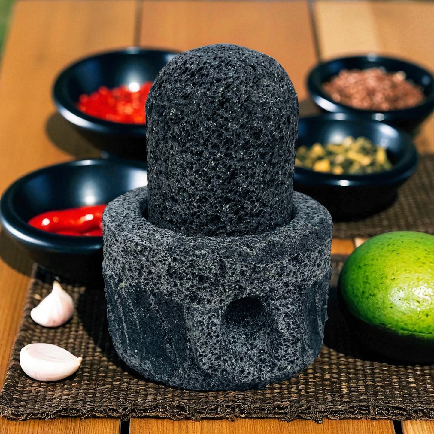 Molino Pequeño para especias - Hecho de Piedra Volcánica