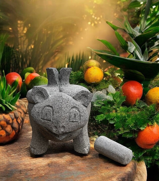 Molcajete de Bulbasaur - Hecho de piedra recinto
