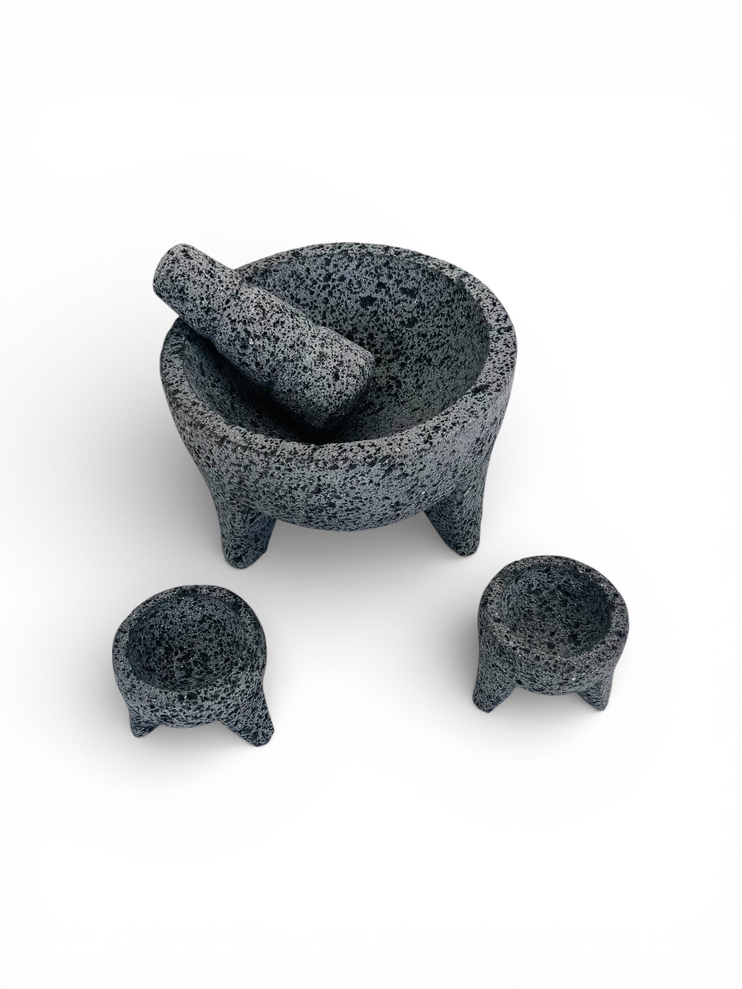 Kit Molcajete de piedra volcánica 1.5 L  con dos molcajetitos