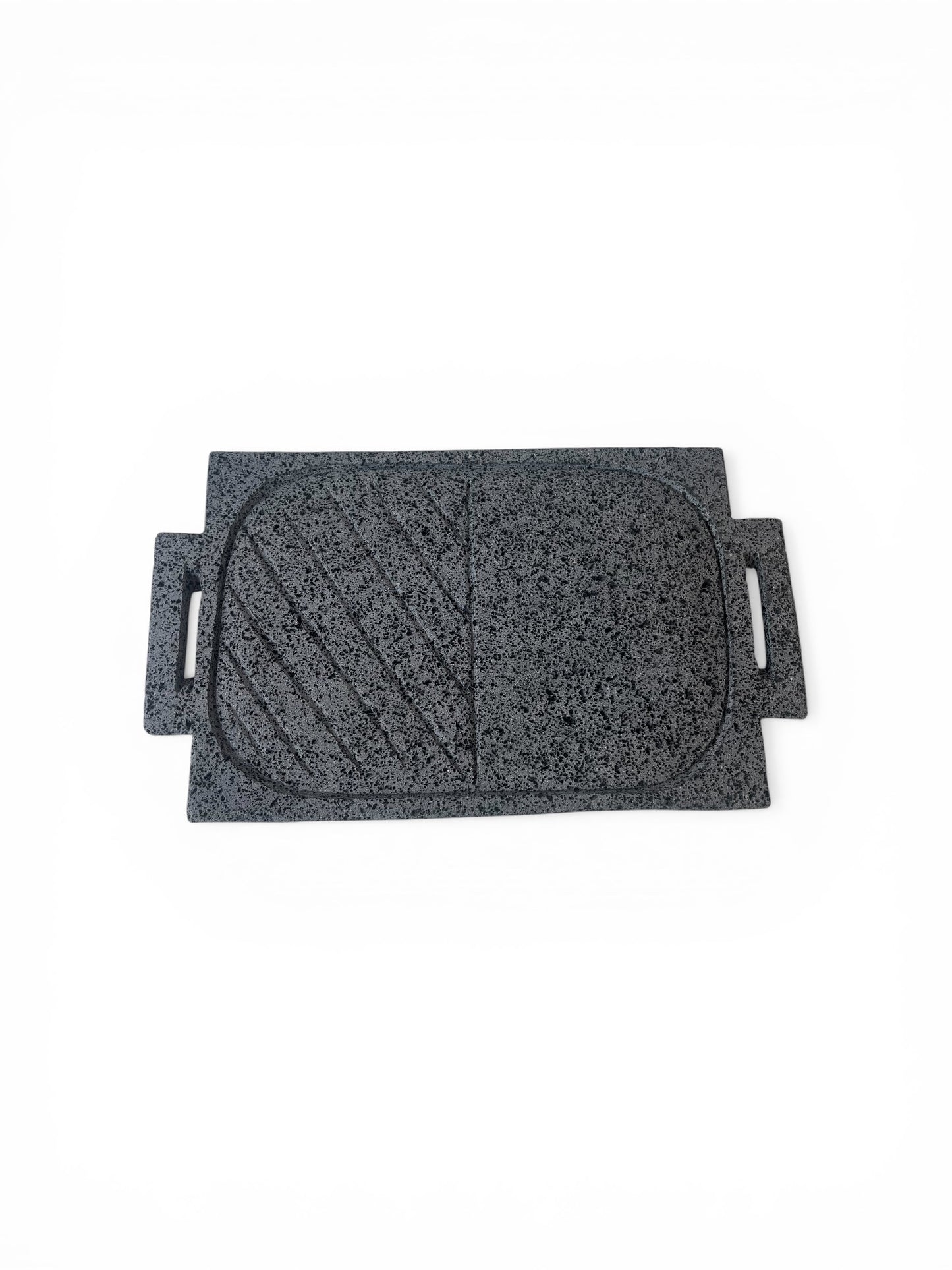 Comal de piedra volcánica Cuadrado con asas