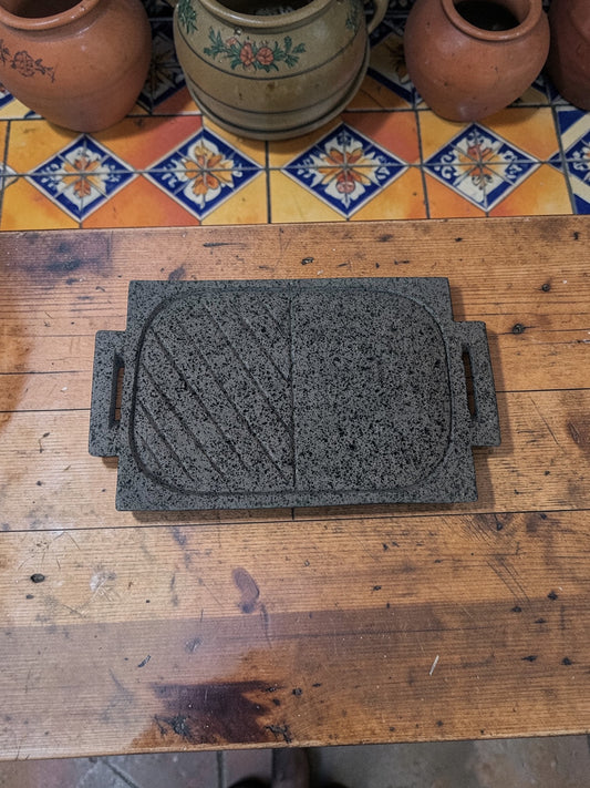 Square Volcanic Stone Comal with Handles